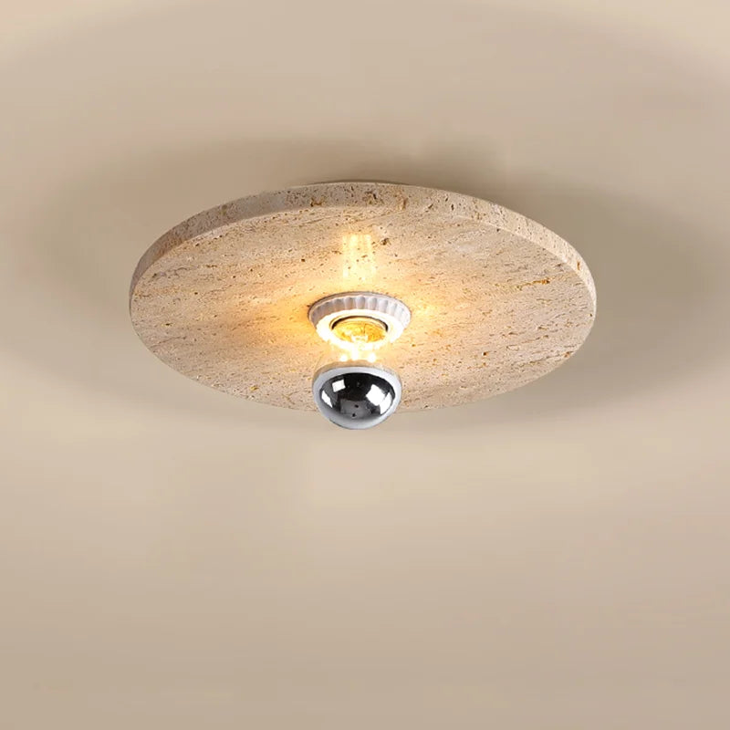 applique murale led rétro avec pierre naturelle ronde - vue 2 sur 8