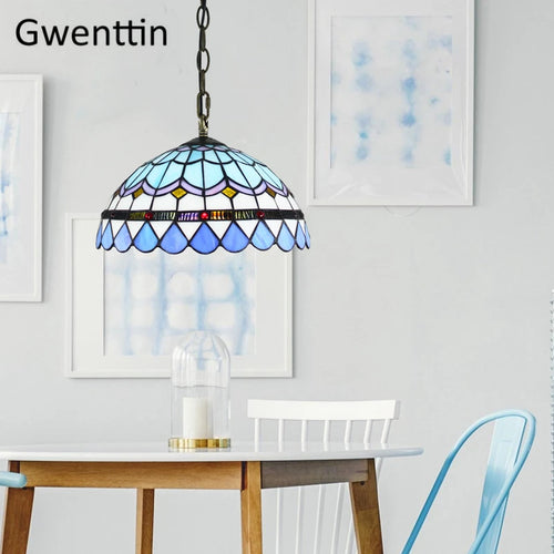 Vintage Tiffany Pendelleuchte aus dekorativem Glas für modernes Interieur - vue 6 sur 28