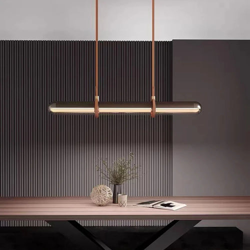 Langer moderner Kronleuchter LED Luxus Leder Glas - vue 3 sur 7