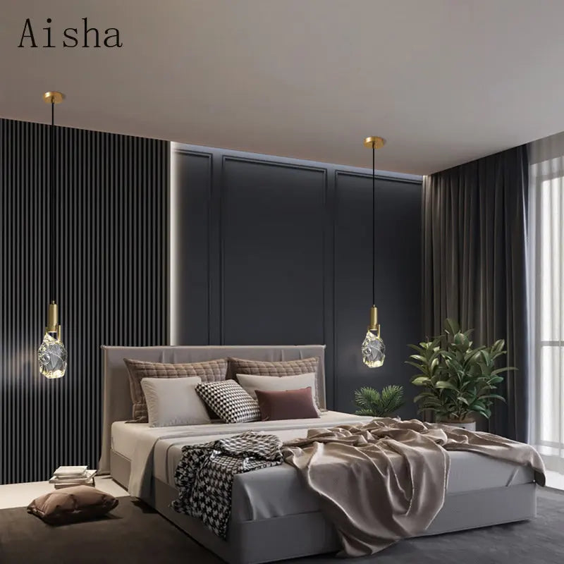 suspension led en cristal luxe légère pour décoration intérieure - vue 4 sur 11