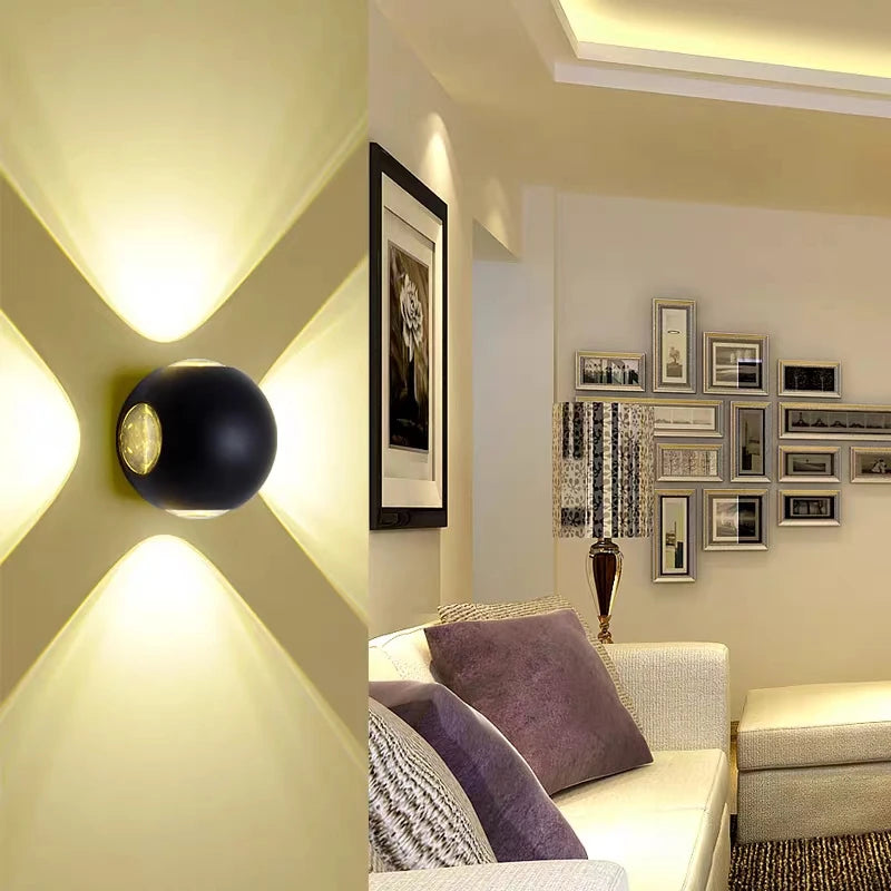 Applique murale LED de jardin étanche ronde à quatre côtés - vue 6 sur 8