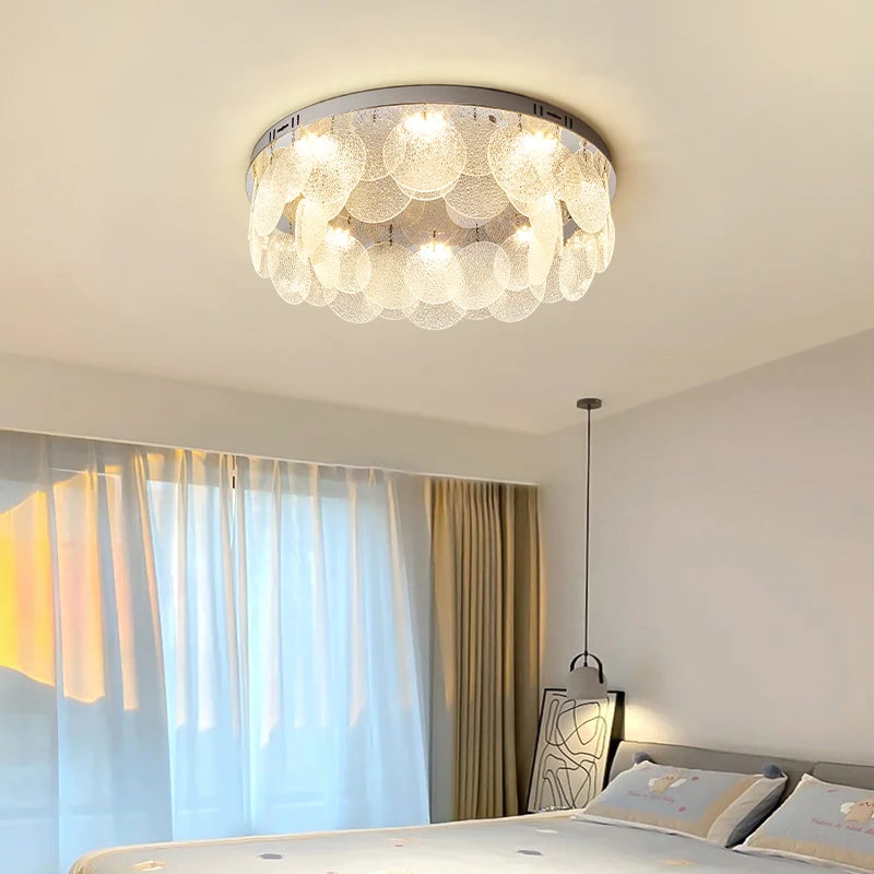 plafonnier led rond moderne en acier inoxydable et verre - vue 5 sur 10
