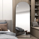 CASSILANDO Arched Full Length Mirror 64" x 21", Floor Standing Mirror, Unique Vertical Mirror, Gold Metal Frame Mirror