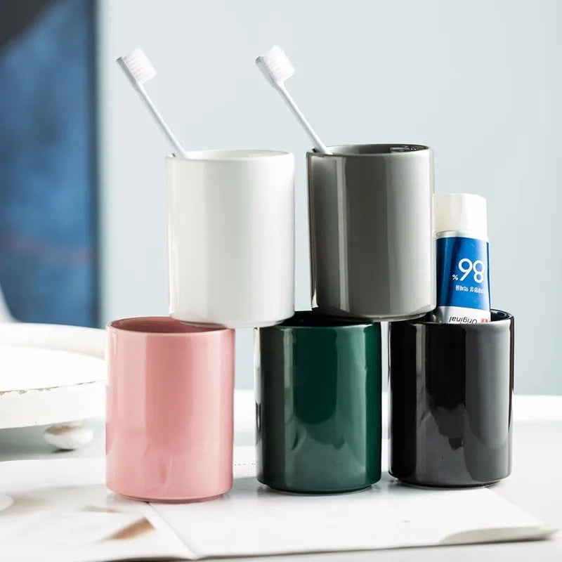 tasse créative en céramique pour brosse à dents et bain de bouche - vue 4 sur 16