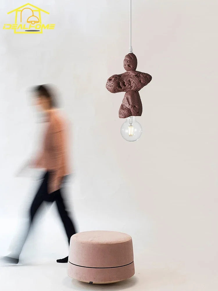 suspension en résine wabi-sabi luminaire décoratif intérieur - vue 4 sur 9
