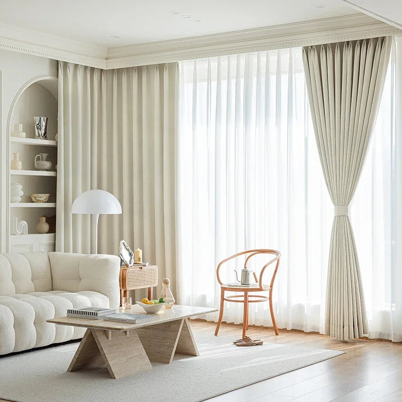 Rideau occultant moderne plissé pour salon et chambre