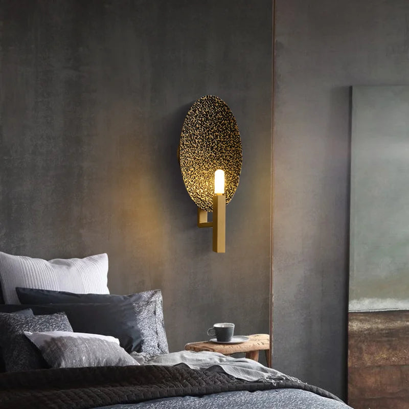 applique murale en cuivre design moderne avec lumières led dorées - vue 3 sur 6