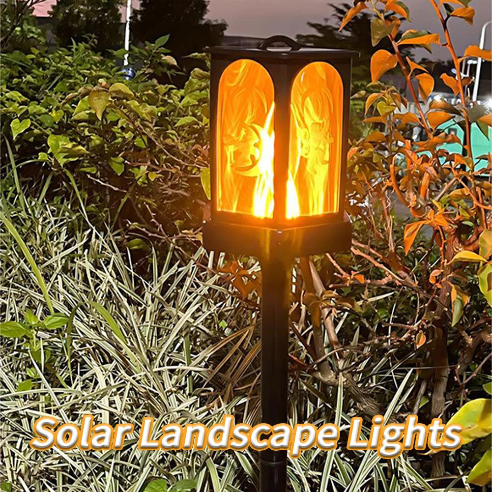 Lampe torche solaire extérieure 96 led flamme vacillante étanche jardin