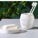Nordic Bathroom, Dark Green Ceramic Embossed Shape, Soap Dispenser, Dish, Mouthwash Cup, Bathroom Supplies, Set