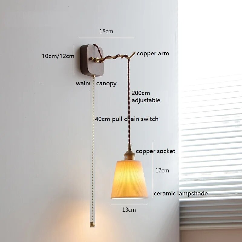 LED-Wandleuchte Nussbaum Kupfer Modern mit Steckermontage - vue 20 sur 23