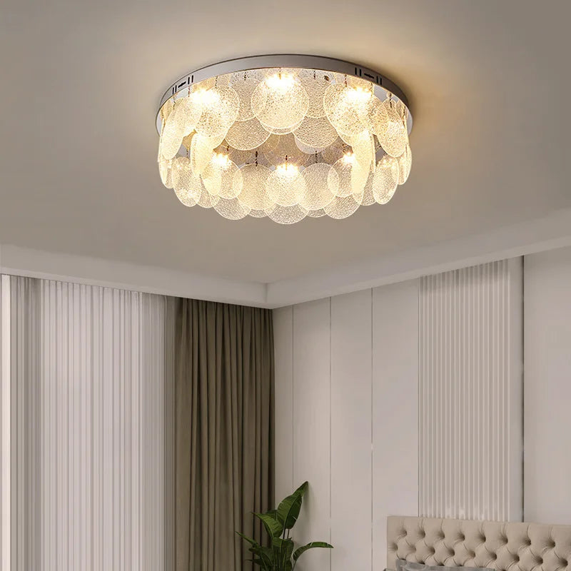 Plafonnier Led rond en verre et cristal - vue 4 sur 10