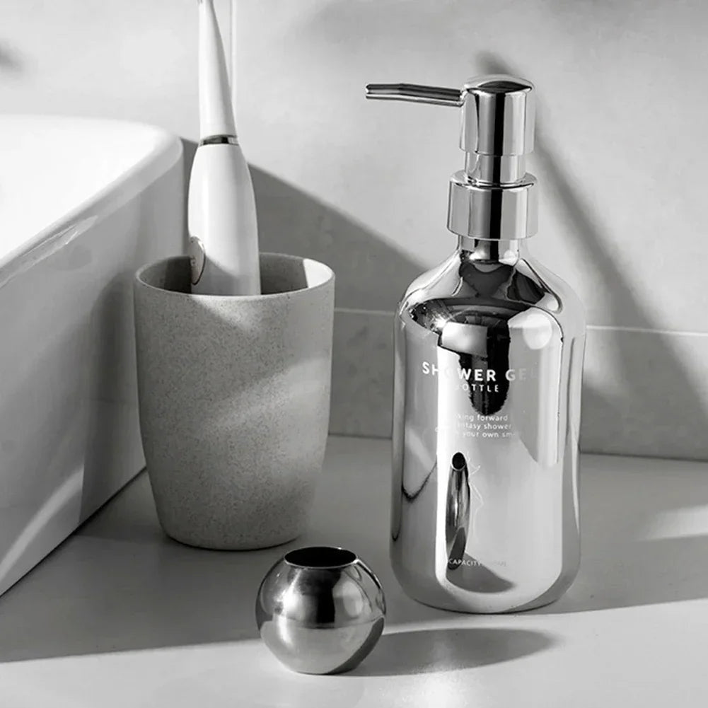 distributeur de savon moussant plaqué argent portable luxe - vue 5 sur 9