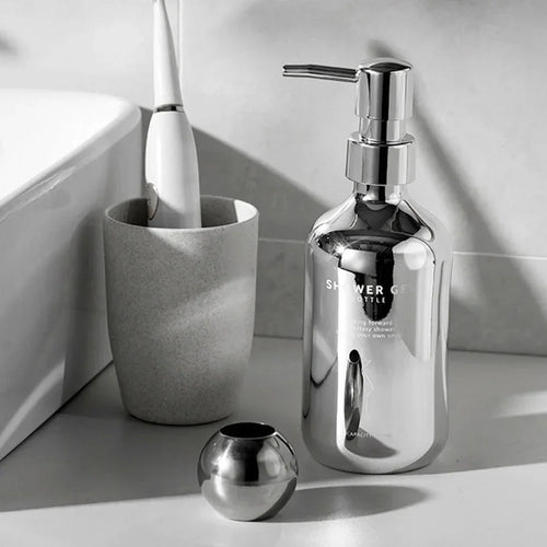 distributeur de savon moussant plaqué argent portable luxe - vue 5 sur 9