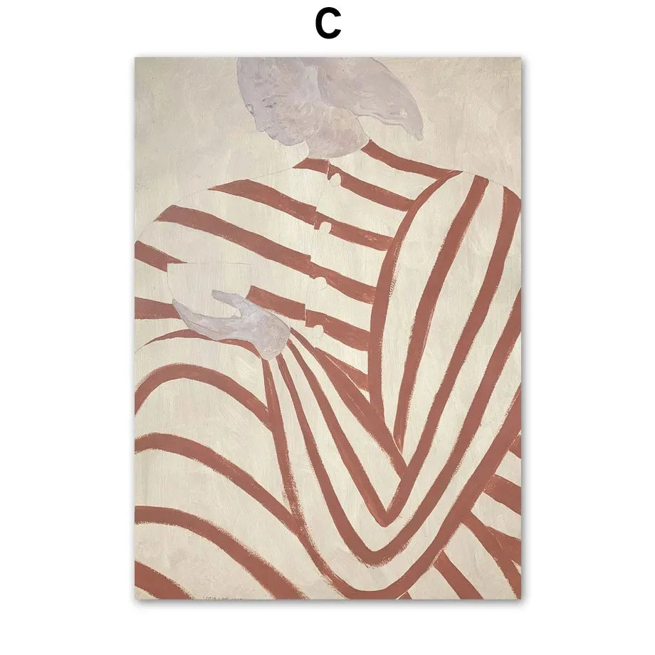 pyjama rayé femme géométrie feuille art mural rétro décoratif - vue 14 sur 14