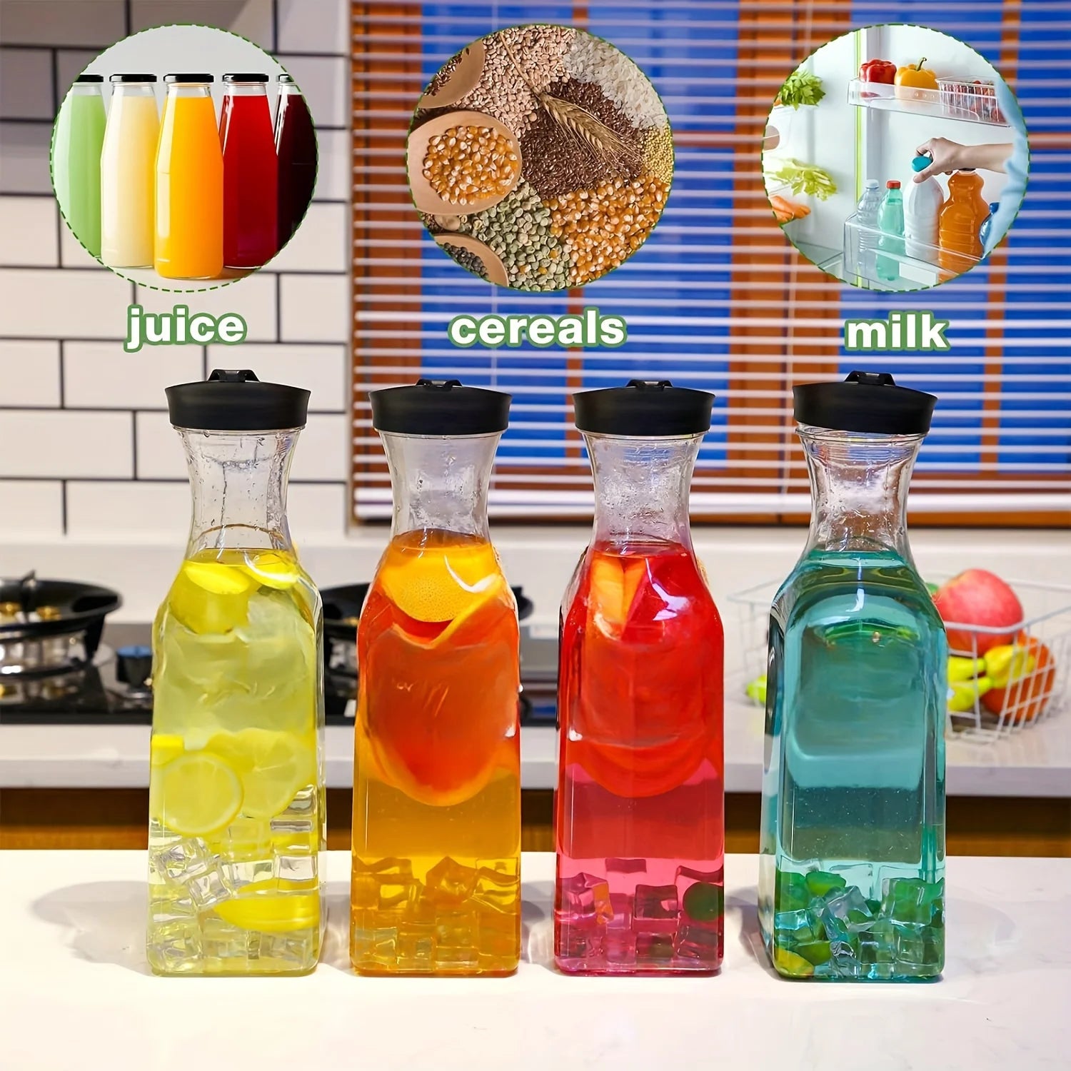 Carafe eau plastique avec couvercle usage fête polyvalente - vue 5 sur 6