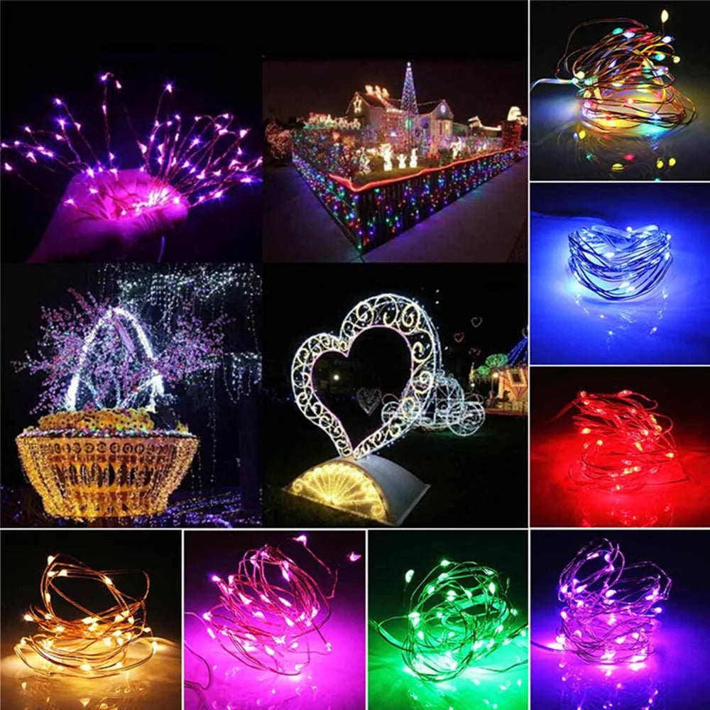 guirlande lumineuse led usb en cuivre argent pour décorations de fête - vue 6 sur 14