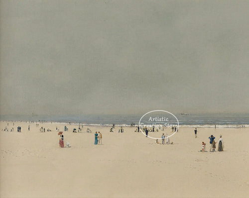 peinture à l'huile paysage marin vintage décor mural côtier méditerranéen