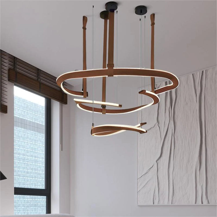 Modern leather Led chandelier dimmable dining room, living room, bedroom, hall chandelier, home decoration lighting fixture