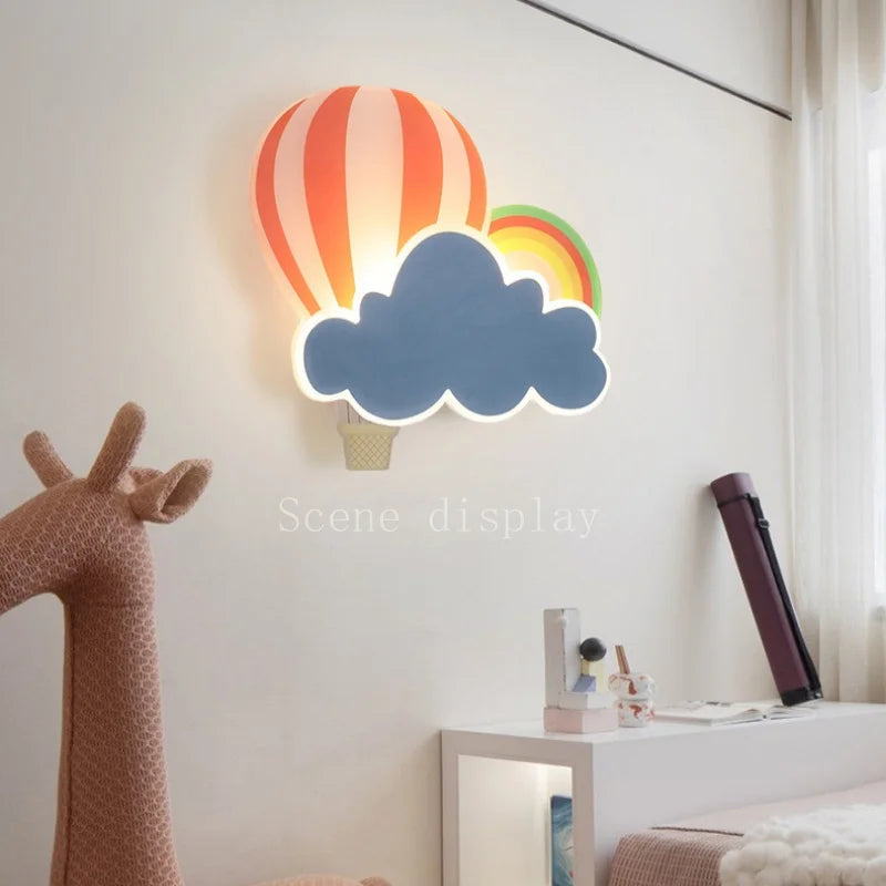 applique murale led nuage montgolfière dessin animé pour enfant