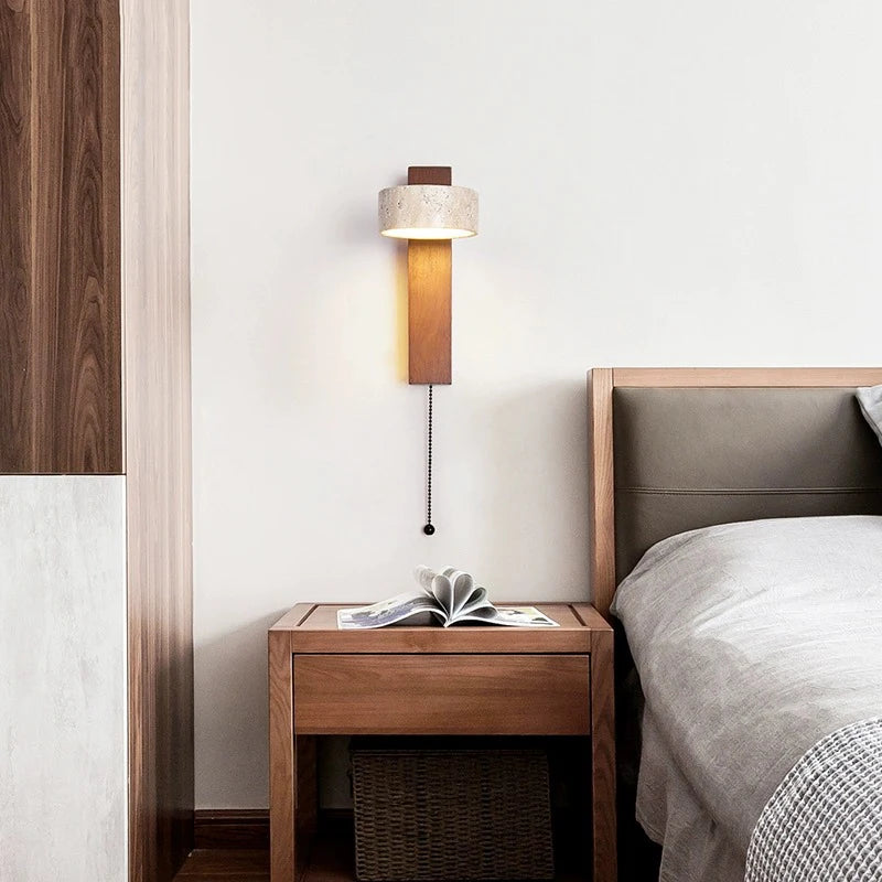 Wandleuchte aus Walnussholz mit LED und Drehschalter - vue 4 sur 9