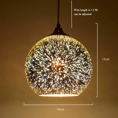 suspension en verre teinté en forme de feu d'artifice 3D - vue 10 sur 12