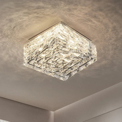 plafonnier led carré en cristal design moderne pour décoration intérieure