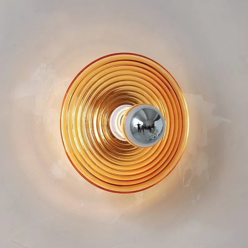 LED-Wandleuchte retro aus wellenförmigem Glas für Schrankmontage auf Schienensystem - vue 5 sur 9