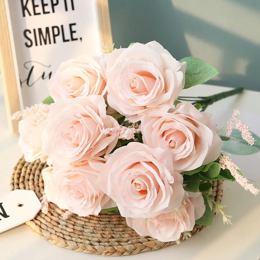 bouquet de roses artificielles pour mariage et décoration intérieure - vue 7 sur 12