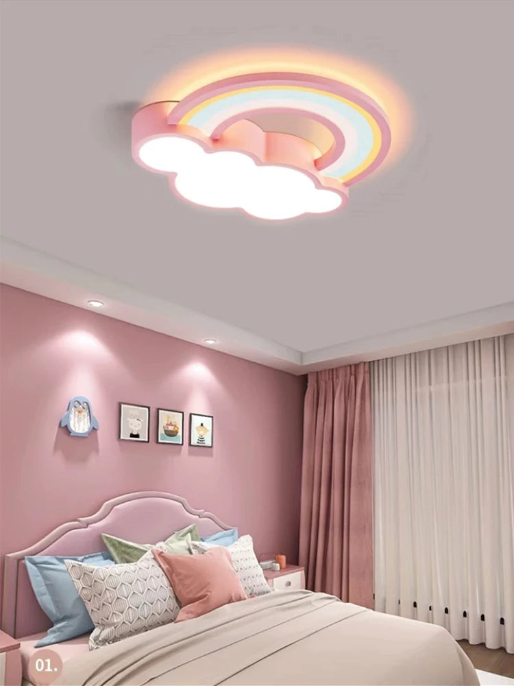 plafonnier dessin animé nuages arc-en-ciel pour enfants garçon fille