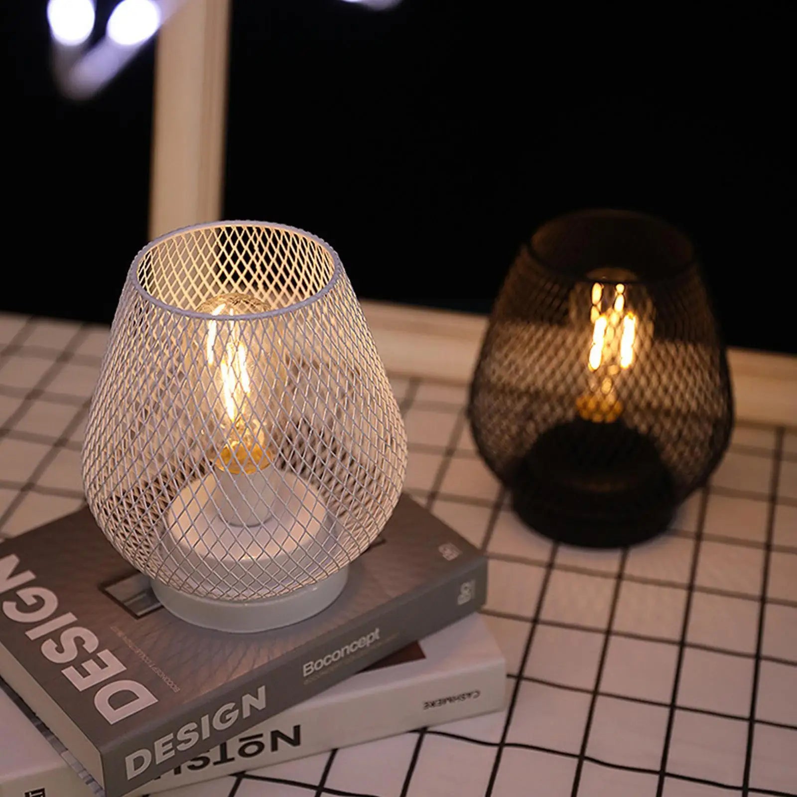lampe cage métal led bougie sans fil mariage déco maison - vue 3 sur 6