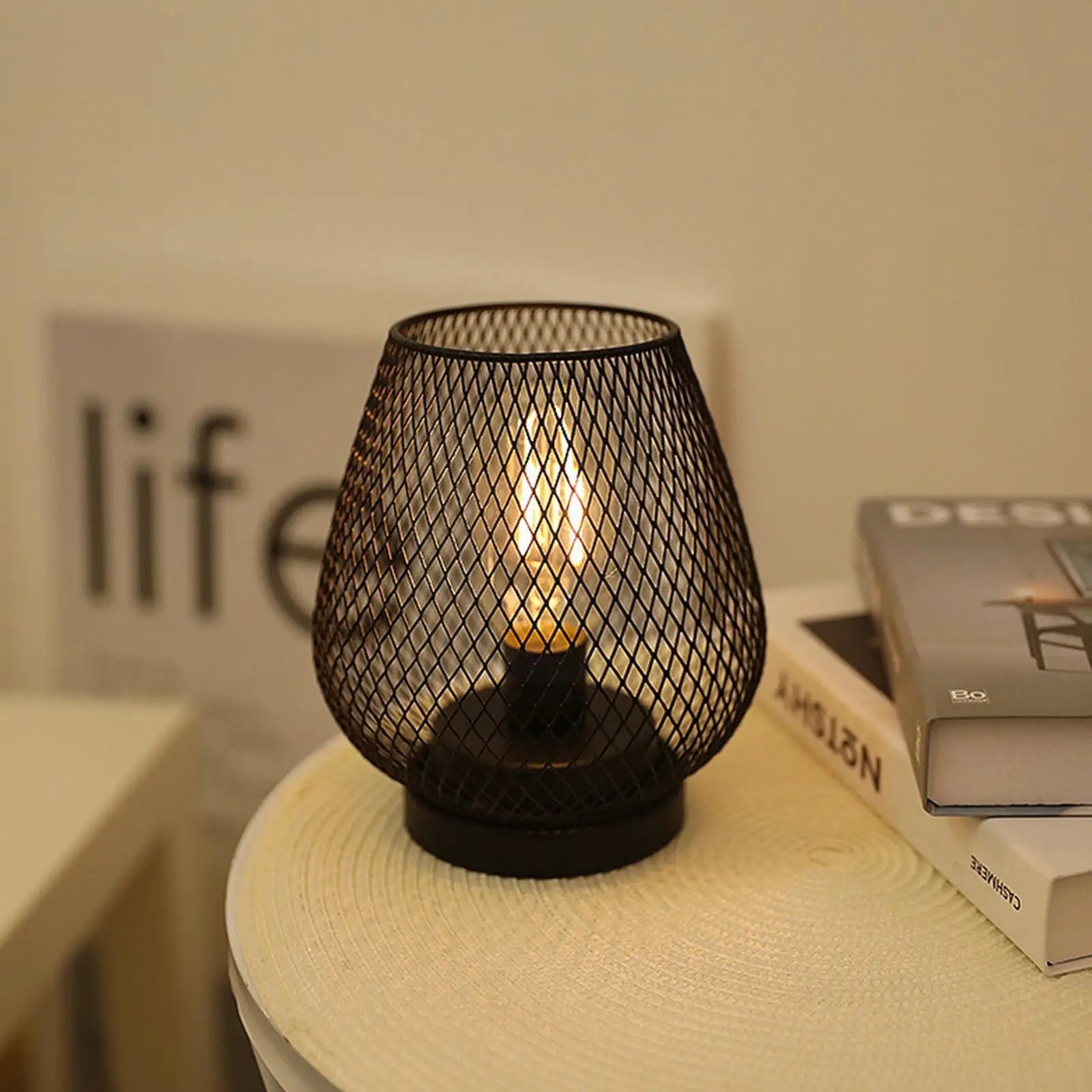 lampe cage métal led bougie sans fil mariage déco maison - vue 5 sur 6