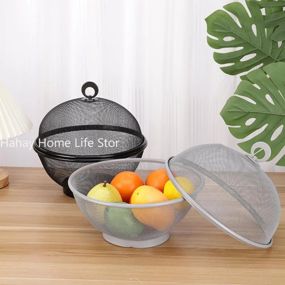 panier à fruits en maille avec couvercle anti-mouche en inox - vue 3 sur 7