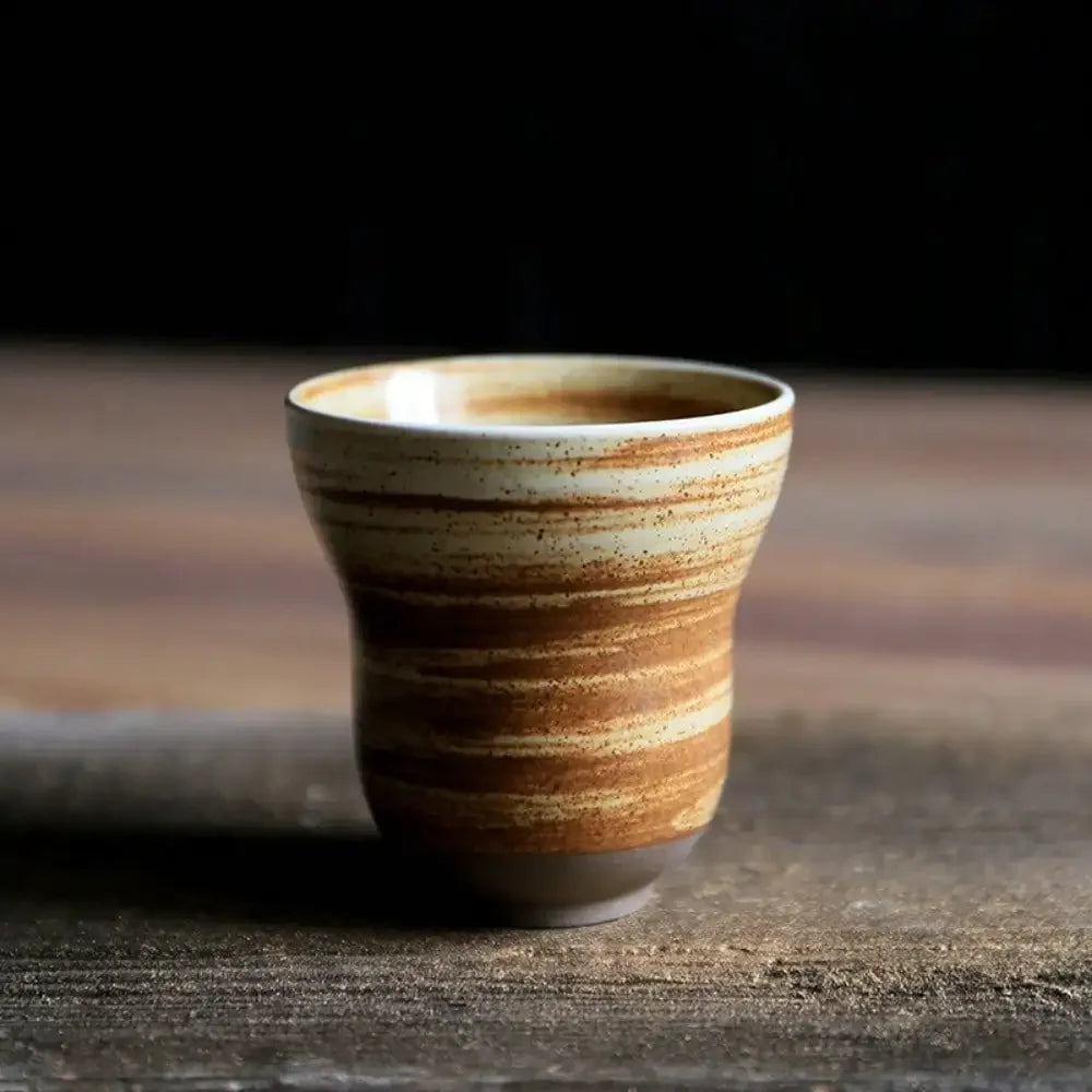 Mug céramique raku vintage peint main texture naturelle