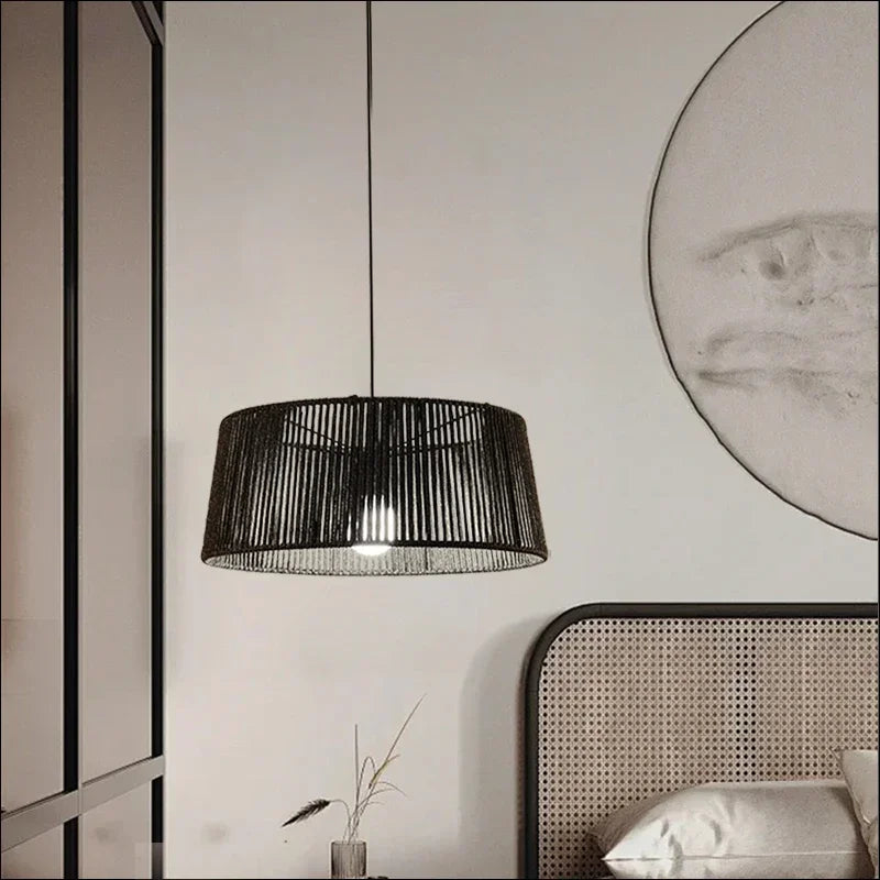Kronleuchter Sandyha nordisch mit geflochtener Kordel und LED-Beleuchtung für Ihr Zuhause - vue 3 sur 12