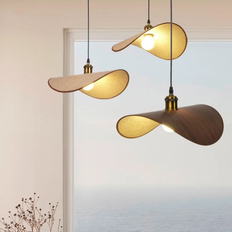 Wabi Sabi minimalisme E27 suspension Led lumière rétro chapeau Led suspension lampe salle à manger nordique suspension lampe Led Droplight Luminarias