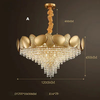 lustre moderne en cristal pampilles et acier inoxydable