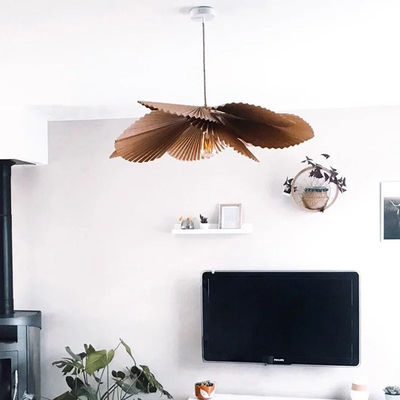 lustre nordique wabi-sabi en forme d'éventail pour décoration créative - vue 6 sur 8