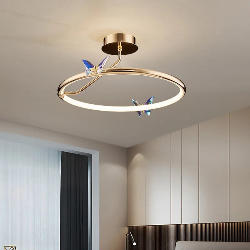 anneau d'or led papillon suspension loft déco restaurant - vue 3 sur 20