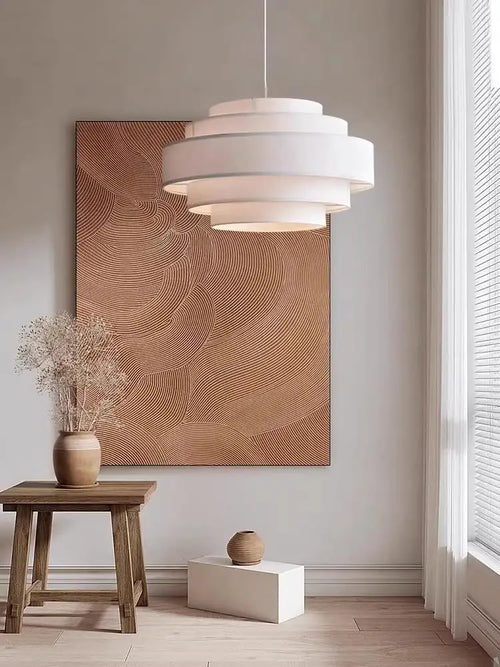 LED-Kronleuchter aus Stoff im Wabi-Sabi-Stil für die Innendekoration - vue 3 sur 12