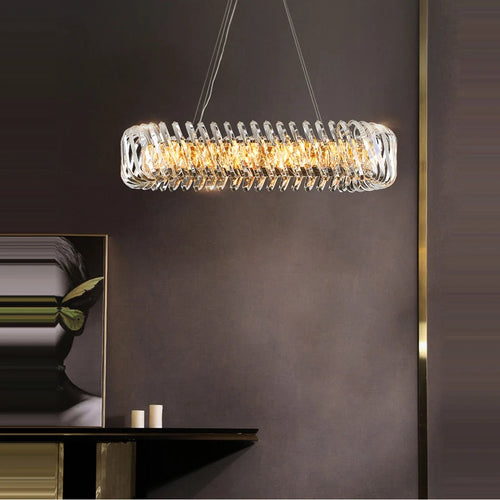 lustre moderne rond à intensité variable led cristal - vue 7 sur 16