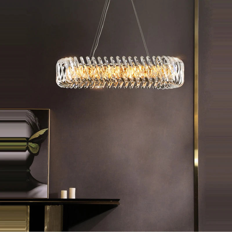 lustre moderne rond à intensité variable led cristal - vue 6 sur 16