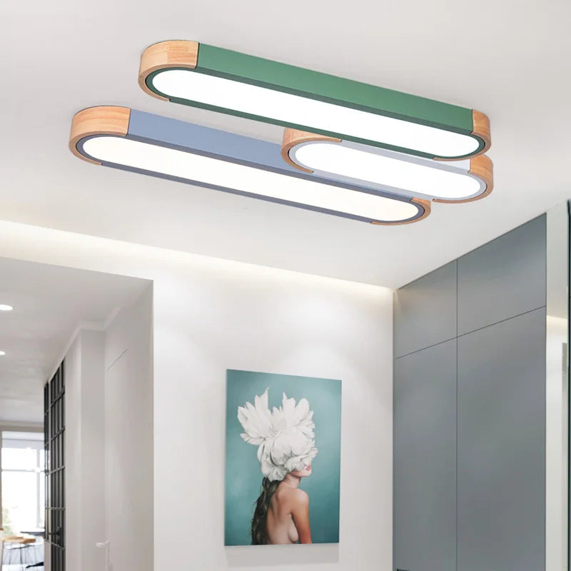 Rechteckige LED-Deckenleuchte mit langem Streifen, schlicht und kreativ - vue 3 sur 15