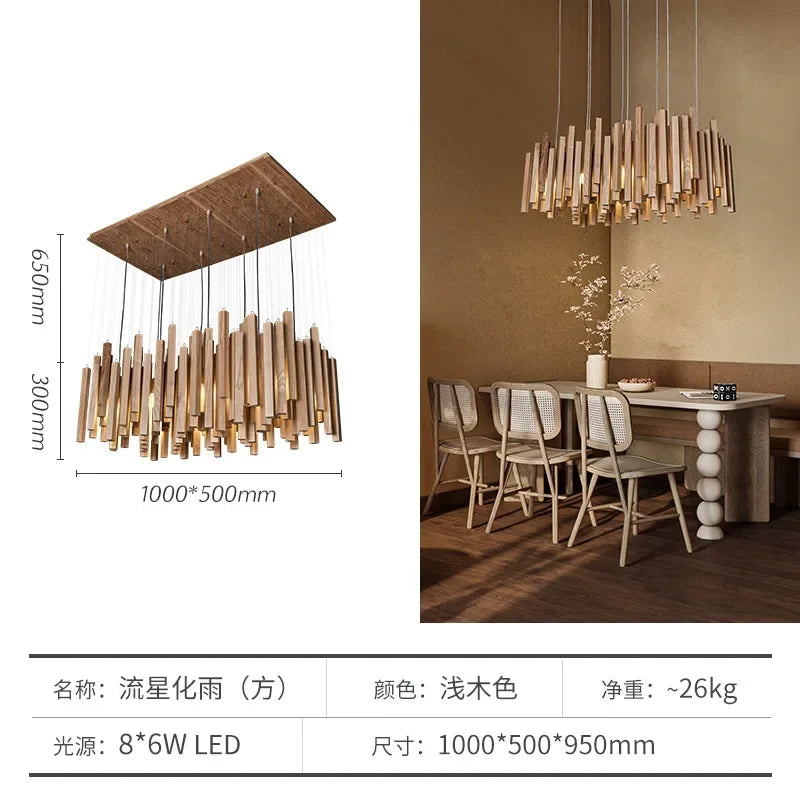 Chinesischer Restaurant-Kronleuchter aus Massivholz - vue 11 sur 16
