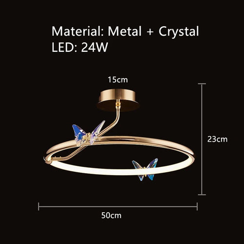 LED-Wandleuchte Kristall Schmetterling Oberfläche Gold - vue 12 sur 19