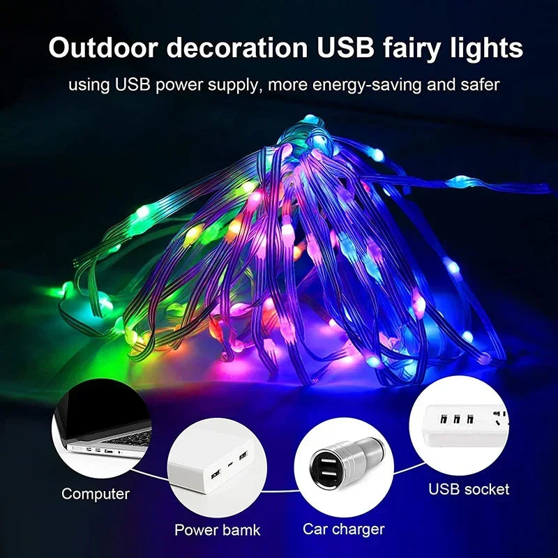 guirlande lumineuse led intelligente bluetooth pour fêtes et décorations - vue 5 sur 12