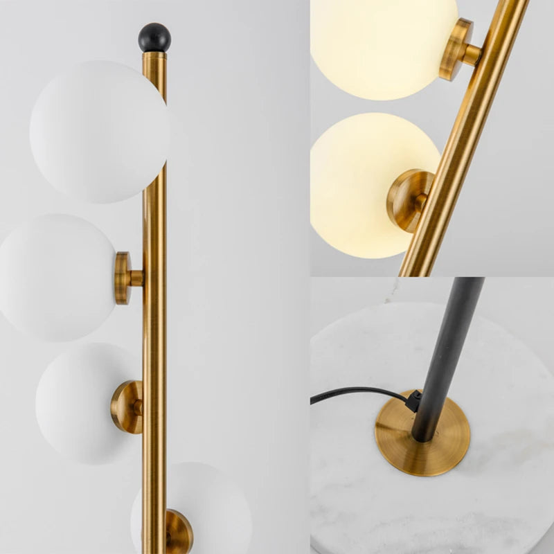 lampadaire led bicolore moderne en verre et fer marbre - vue 6 sur 6