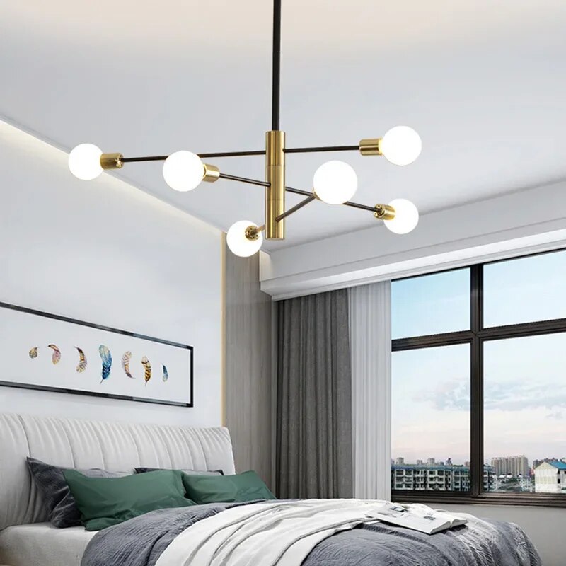 Plafonnier LED Spoutnik noir au design nordique moderne - vue 5 sur 12