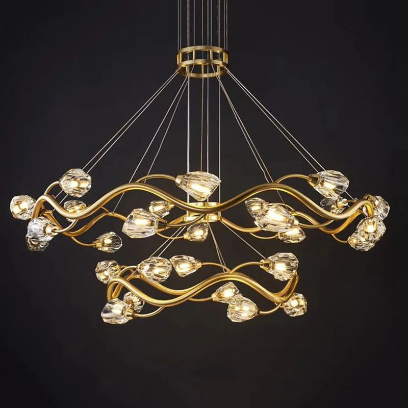 lustre led en cristal moderne de luxe pour éclairage intérieur - vue 6 sur 9