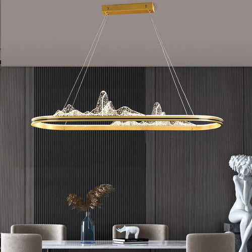 SANDYHA Pendelleuchte Schneeberge Chinesischer Stil Designer Landschaft Kreative LED-Leuchte für Wohnzimmer Esszimmer Bar