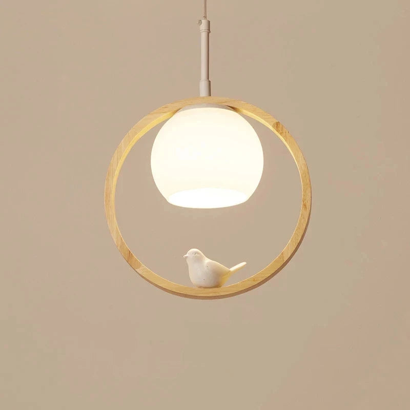 Moderne Pendelleuchte aus Holz mit integrierter LED - vue 6 sur 11